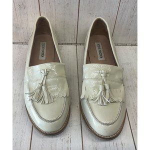 Steve Madden Woman's Meela Bone Patent Loafers Size 9M Fringe/Tassel Trim